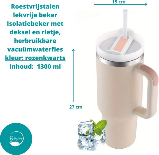 Bottle Bottle Bottle Geïsoleerde waterfles 1,8 liter met rietje en
