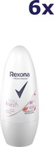 6x Rexona Deo roll-on 50ml stay fresh white flowers and lychee