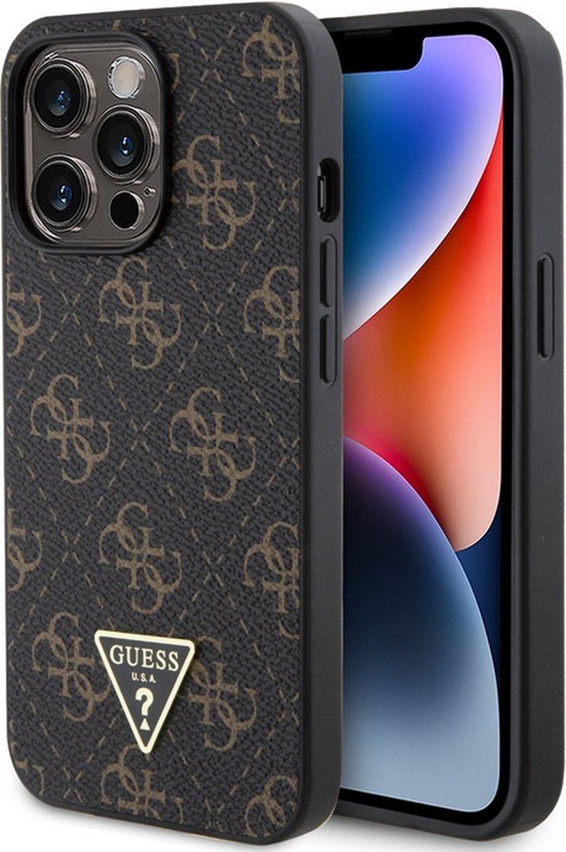 Guess 4G Triangle Logo Back Case - Geschikt voor Apple iPhone 13 Pro Max (6.7") - Zwart