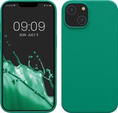 kwmobile telefoonhoesje geschikt voor Apple iPhone 14 - Hoesje met siliconen coating - Smartphone case in smaragdgroen