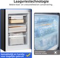 Vriezer met verpakte diepvriesproducten en een conventionele statische vriezer.