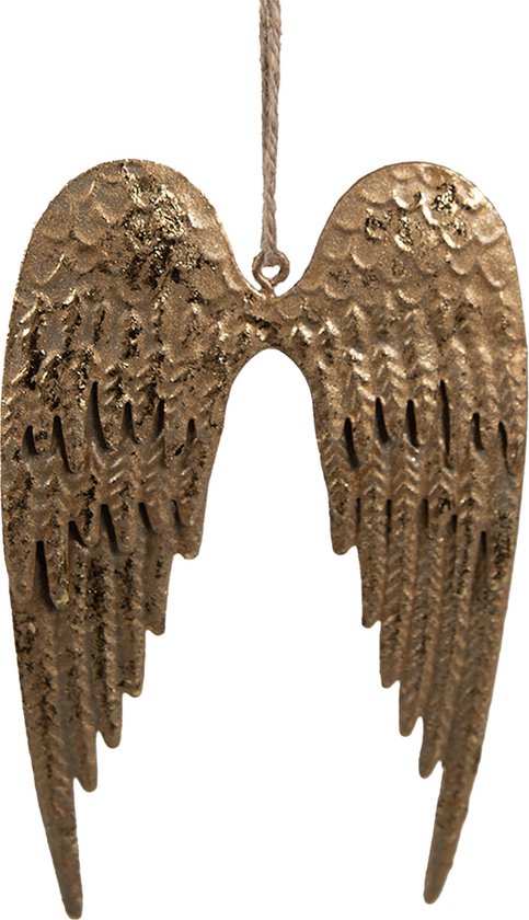 Clayre & Eef Decoratie Hanger Vleugels 9 cm Goudkleurig IJzer