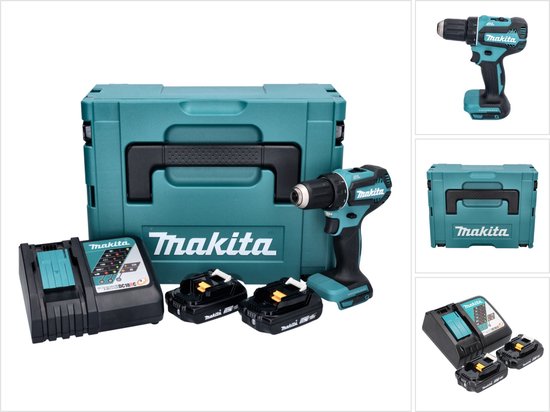 Makita DDF 485 RAJ accuboormachine 18 V 50 Nm borstelloos + 2x accu 2.0 Ah + lader + Makpac