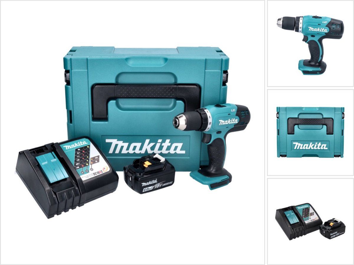 Makita DDF 453 RG1J Accuboormachine 18 V 42 Nm + 1x oplaadbare accu 6.0 Ah + lader + Makpac