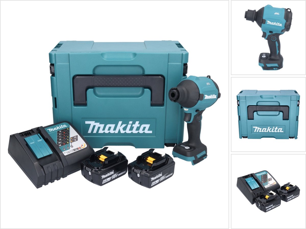 Makita DAS 180 RGJ accu-blazer 18 V borstelloos + 2x accu 6,0 Ah + oplader + Makpac