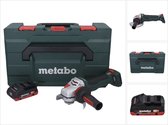 Metabo WPBA 18 LTX BL 15-125 Quick DS accu haakse slijper 18 V 125 mm borstelloos + 1x accu 4.0 Ah + metaBOX - zonder lader