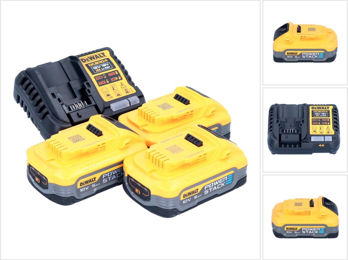 DeWalt DCB 1104 H3 accustartset 12 V / 18 V 3x Powerstack-accu 5,0 Ah + DCB 1104 lader