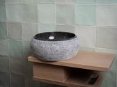 Rocky-S Mini Waskom - Natuursteen - Rond - Toilet Wastafel - Marmer Wasbak - Marmer Waskom - Bali Waskom – 25x12cm - Hoogwaardige Kwaliteit - Handgemaakt - Duurzaam - Kleur: Antraciet/Zwart