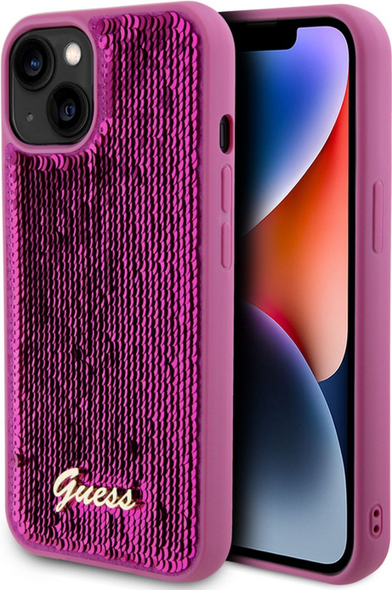 Guess Sequins Back Case - Geschikt voor Apple iPhone 13 (6.1") - Magenta