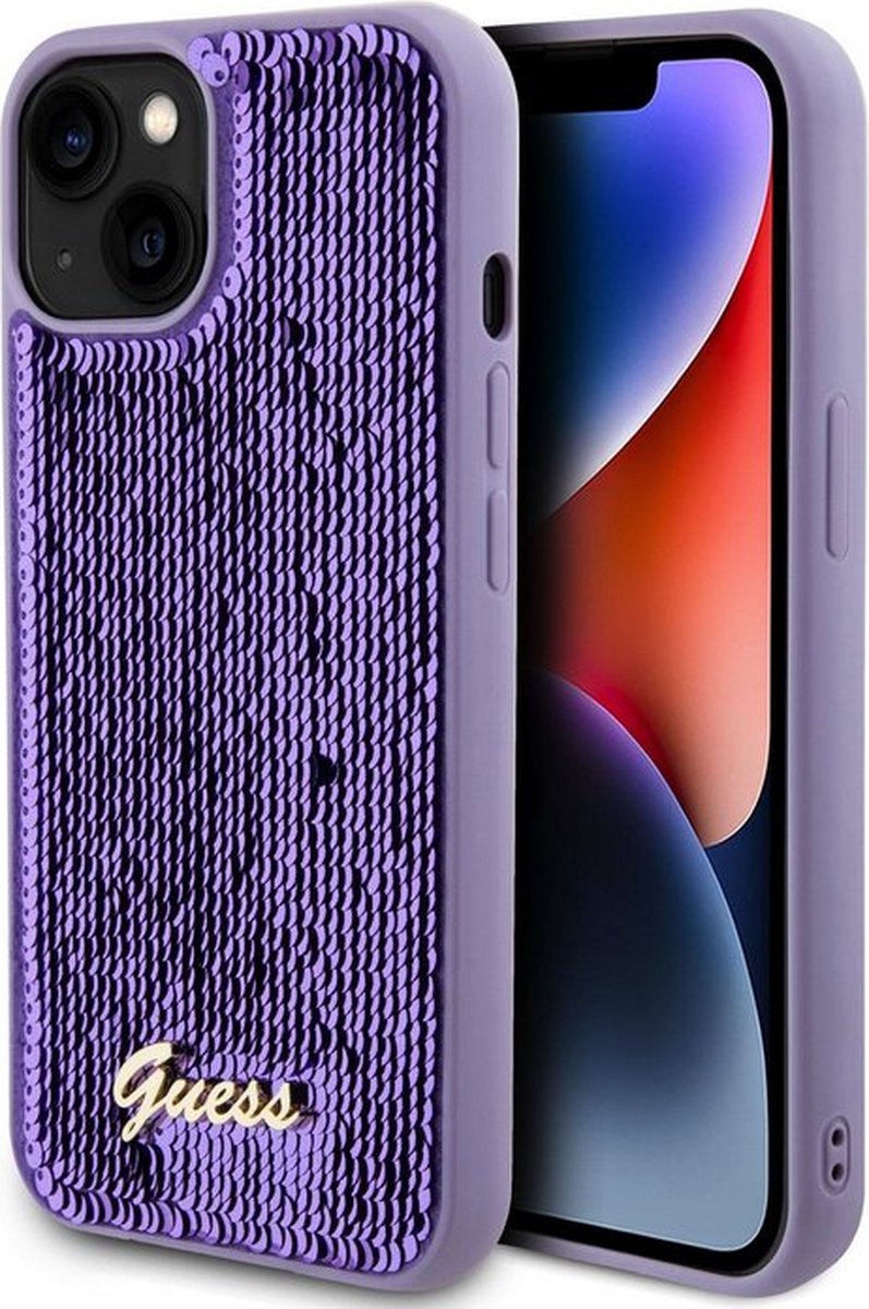 Guess Sequins Back Case - Geschikt voor Apple iPhone 13 (6.1") - Paars