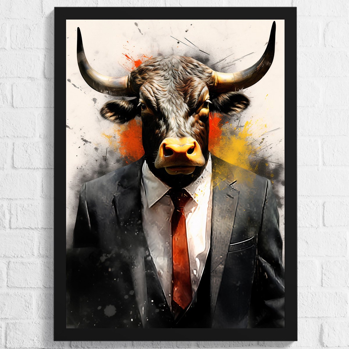 Stier Met Pak Poster - Realistic Graffiti Art Poster Stier - Posters Geschikt om in te lijsten - 43,2 x 61 cm (A2+)