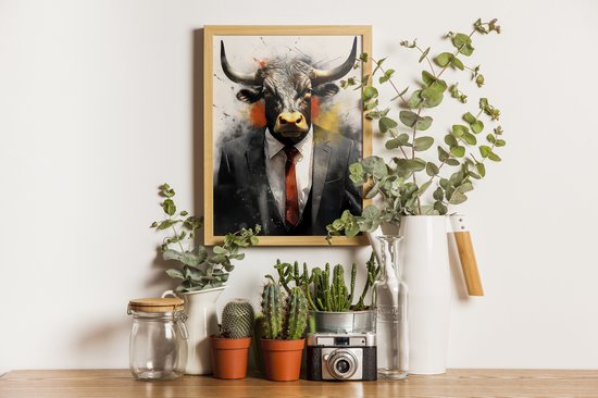 Stier Met Pak Poster - Realistic Graffiti Art Poster Stier - Posters Geschikt om in te lijsten - 43,2 x 61 cm (A2+)