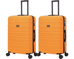 BlockTravel kofferset 2 delig ABS ruimbagage met dubbele wielen 95 liter - inbouw TSA slot - lichtgewicht - oranje