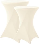 Set van 3 rekbare bartafelhoezen voor bistrotafel, lichtbeige, diameter 80-85 cm, spandex stretchtafelkleed, versteviging in het voetgedeelte voor bruiloft, verjaardagsfeest, banket en bistrotafels