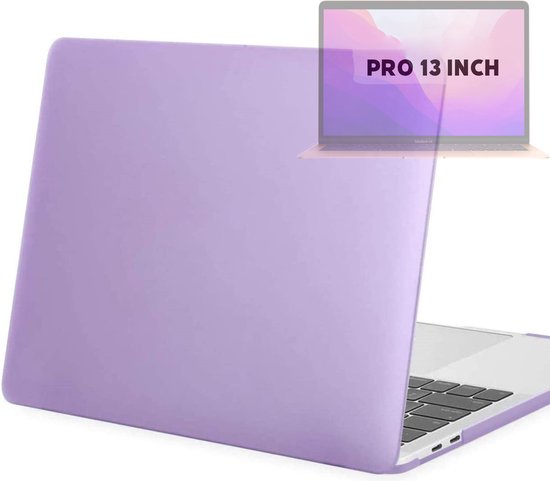 Coque rigide mate violette pour MacBook Pro 13 pouces. Affiche "PRO 13 INCH".