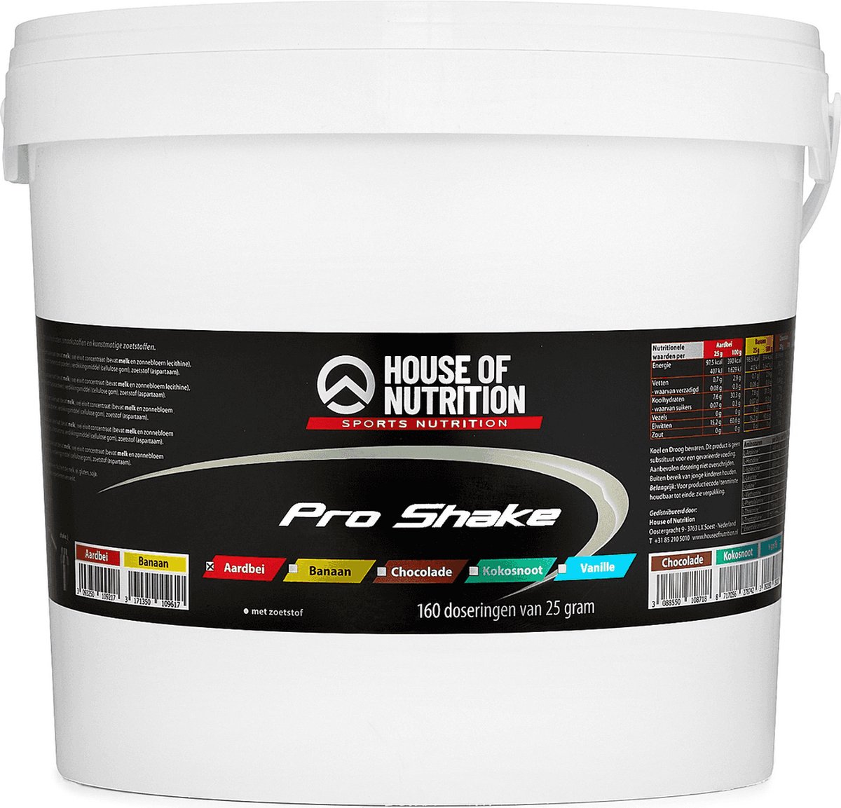 House of Nutrition - Pro Shake (Strawberry - 4000 gram) - Eiwitshake - Eiwitpoeder - Eiwitten - Proteine poeder - Eiwitshake - Whey Protein - Eiwitpoeder - Proteine poeder - 160 shakes