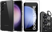 Hoesje geschikt voor Samsung Galaxy S23 FE - Screenprotector Glas & Camera Protector - Shockproof Transparant