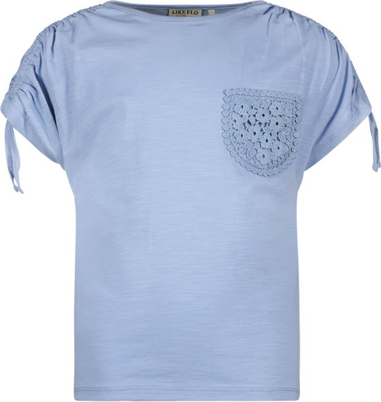 Like Flo F402-5405 Meisjes T-shirt - Ice blue - Maat 140