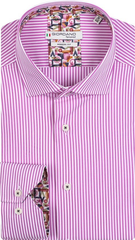 Giordano - Lange mouw overhemd - Heren - L - Rose - Katoen - 317809