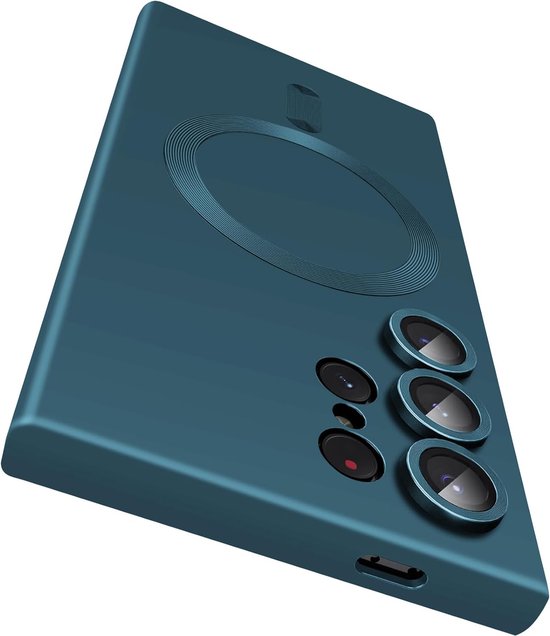 Casemania Coque pour Samsung Galaxy S24 Ultra - Blauw foncé - Coque arrière en Siliconen mat - Compatible avec MagSafe