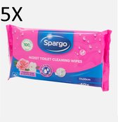 Spargo - Toiletreinigingsdoekjes - Voordeelpack 5X40 stuks - Plasticvrij - Geur:Turkish rose & White musk