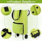 Bol.com Oxford stof opvouwbare boodschappentas met wielen opvouwbare trolleytas herbruikbare boodschappentassen draagbare handpu... aanbieding