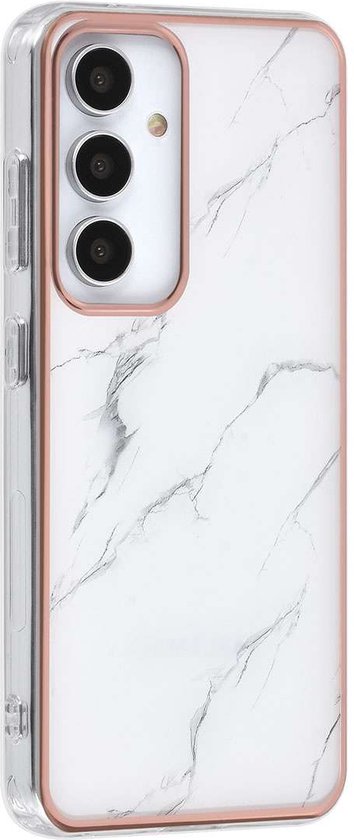 UNIQ Back Cover – Geschikt voor – Galaxy S24 – Backcover hoesje Gold Line – Marble wit