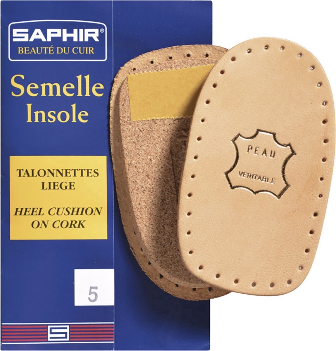 Saphir Talonette hiel hak verhoger leer op kurk - maat 2 - 38 - 40 5 mm dik