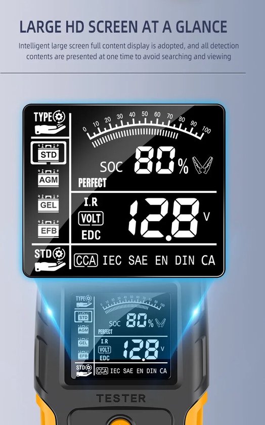 Tester Batteria Auto EAFC 12V 6A - Diagnostica Per Batterie, Alternatore, Compatibile Con AGM, Gel, LiFePO4