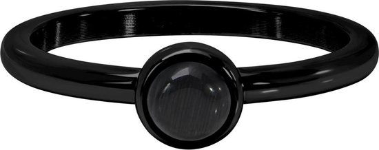 Quiges Stacking Ring Ladies - Rondelle - Acier inoxydable Zwart avec Natuursteen - Taille 20 - Hauteur 2 mm