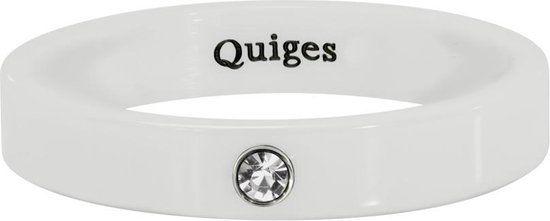 Quiges Stapelring Dames - Vulring Zirkonia - Keramiek wit - Maat 19 - Hoogte 4mm