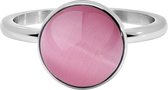 Quiges Stapelring Dames - Vulring - RVS Zilverkleurig met Roze Cateye - Maat 20 - Hoogte 2mm