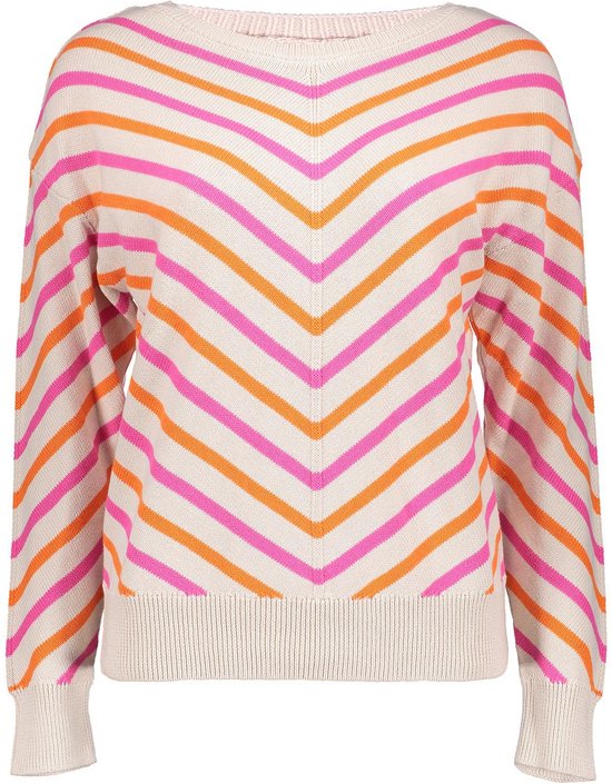 Geisha Trui Kleurrijke Trui Met Strepen 44000 10 000721 Light Sand/orange/pink Dames Maat - XXL