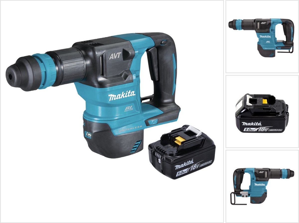 Makita DHK 180 T1 accu-beitelhamer 18 V 3,1 J SDS Plus Brushless + 1x accu 5,0 Ah - zonder oplader