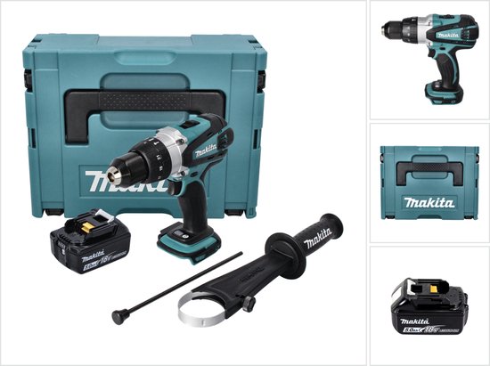 Makita DHP 458 T1J accu-klopboormachine 18 V 91 Nm + 1x accu 5,0 Ah + Makpac - zonder oplader