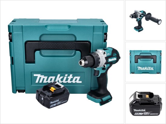 Makita DHP 486 G1J accu-klopboormachine 18 V 130 Nm borstelloos + 1x accu 6,0 Ah + Makpac - zonder oplader