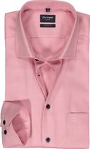 OLYMP modern fit overhemd - structuur - roze - Strijkvrij - Boordmaat: 39