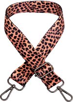 Schouderriem Luipaardprint Bruin-Zwart - bag strap - verstelbaar - afneembare schouderband - met gespen - tassenriem