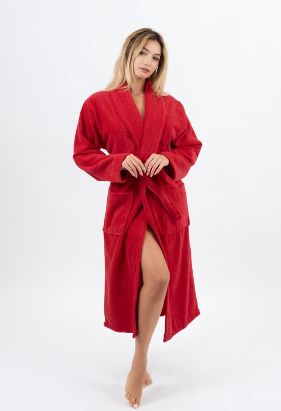 Lubna Home Badjas LARGE-%100 ZACHTE KATOEN -UNISEX-ROOD