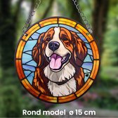 Raamhanger Raamdecoratie Berner Sennenhond Hond - Kleurige Zonnevanger Rond Acryl met Ketting - Honden - Suncatcher Rond model 15 cm %%