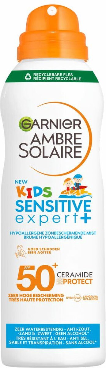 Goedkoopste 6x Garnier Ambre Solaire Sensitive Expert Kids Zonnebrandspray Mist SPF 50 150 ml