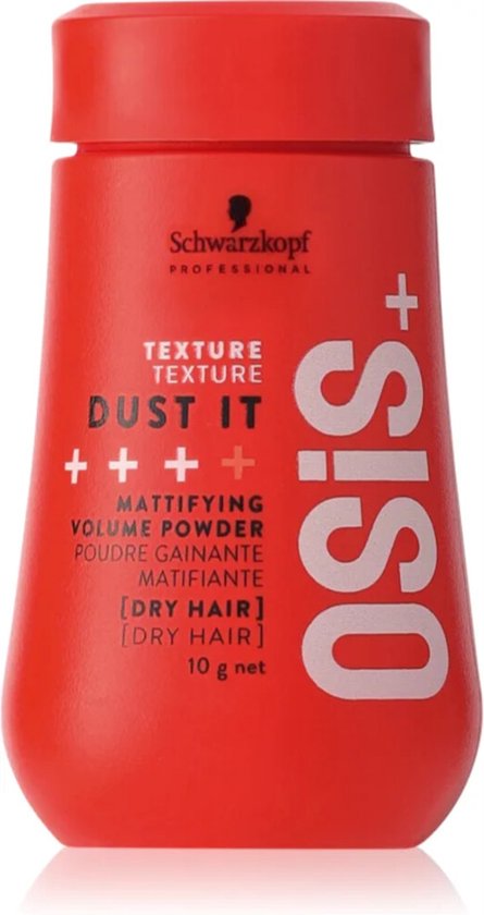 Bouchon rouge de poudre texturante Schwarzkopf OSiS Dust It pour un volume mat.