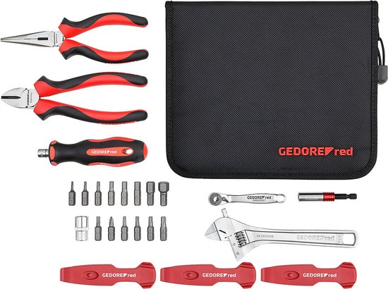 Gedore Red Fiets-werkplaatsgereedschapsset Zwart/rood 25-delig