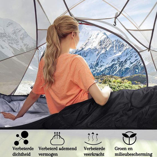 Outdoor Slaapzak-Slaapzaak-Zwart-waterdicht en scheurvast-220 x 80 x 55 cm van OutDoor — afbeelding 3