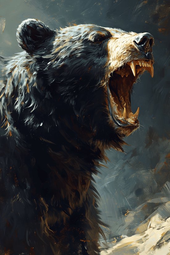 Poster Zwarte Beer - Black Bear - Natuur - Dieren - posters - formaat 60x90cm - Wanddecoratie - 1734MT
