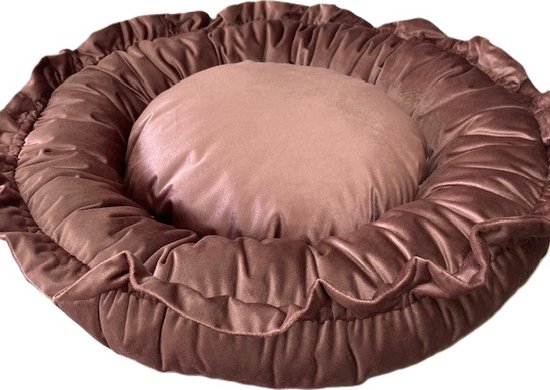 Lovely & Easy - hondenmandje Lillly - 65 cm doorsnee - luxe hondenmand - ruche mand - hondenkussen - katten kussen - katten mandje - velvet mand- hondenbed - donut mandje