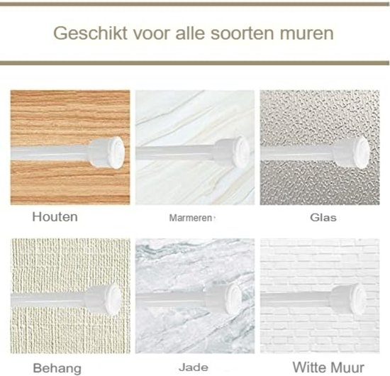 Gordijnroede, Boren Niet Nodig, 70-409 Cm, Extra Lange Opspannende Gordijnroede Voor Groot Venster Doucheruimte Kasten Zwart Wit Zwart 1 1 1 6 M