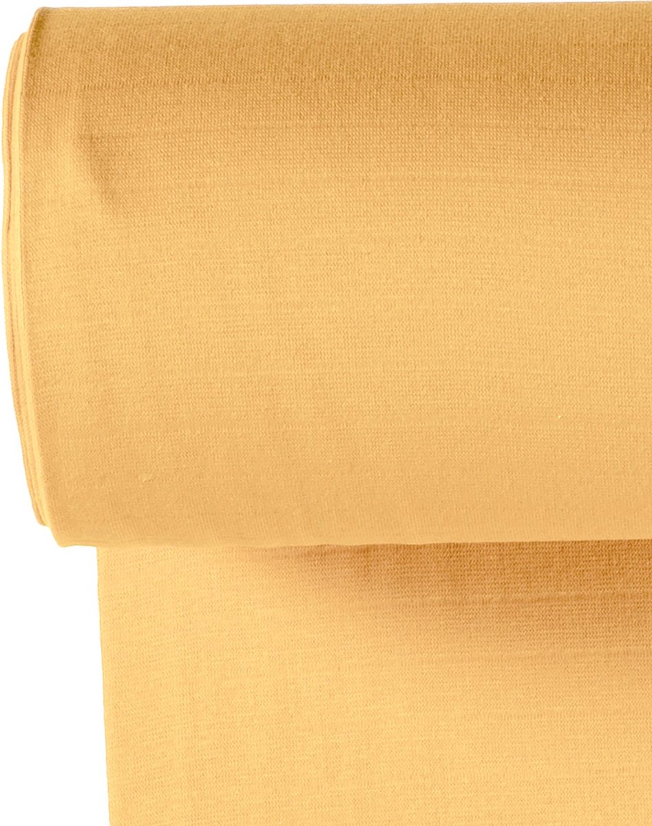 Boordstof Uni Rondgebreid 35 cm per Meter – Licht Geel – Elastische Boordstof voor Mouwen, Hals & Taille