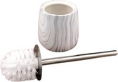 Toiletborstel met keramische houder - Marmerlook - Wc borstel - Toiletborstel - Keramiek - Reiniging - Badkamer - Toilet - Vrijstaand - Grijs - Hygiënisch
