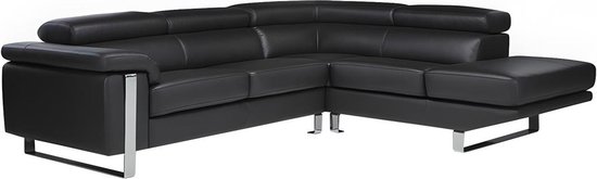 Canapé d'angle cuir MYSTIQUE - Zwart - Angle droit L 253 cm x H 87 cm x P 213 cm